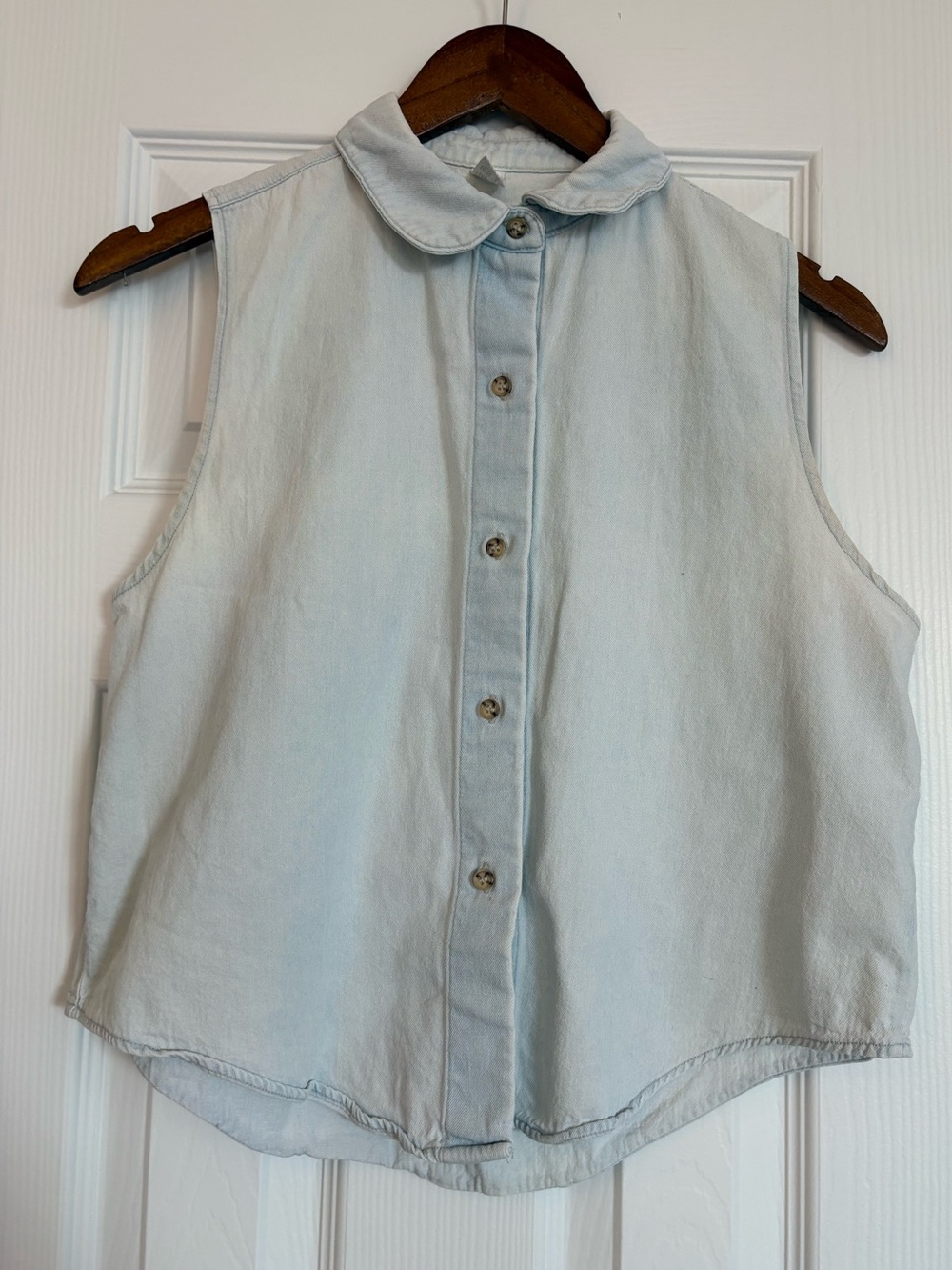 American Apparel Pale Blue Sleeveless Button-Down Top